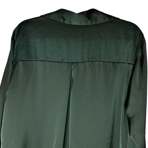 Zara Womens Satin Effect Shirt- Dark Green Button Down Blouse- Size Medium - Picture 12 of 16
